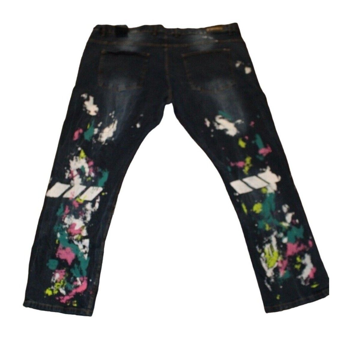 Fwrd Denim Paint Splatter Spatter Men’s Jeans Size 50x33 Nwt Slim Fit Dark Wash — image 3 of 8